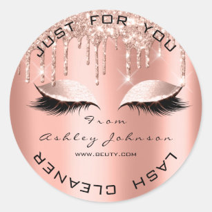 Sticker Rond Nom Beauté Lshes Drives Coral Gold Lashes Cleaner