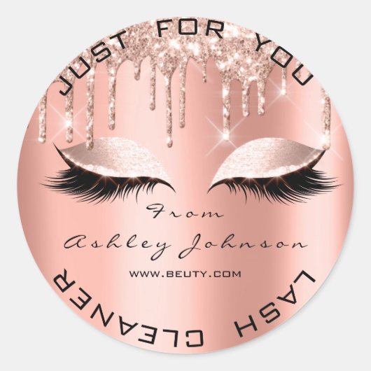 Sticker Rond Nom Beauté Lshes Drives Coral Gold Lashes Cleaner (Devant)