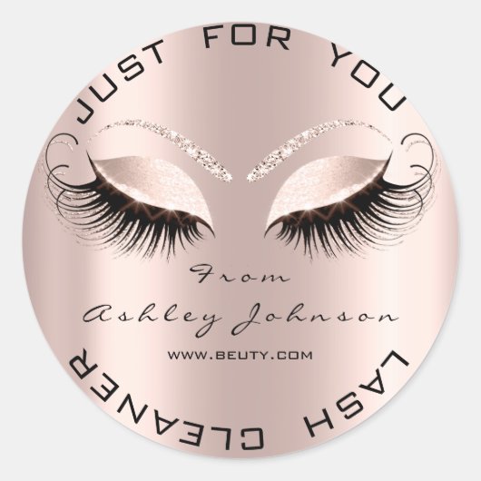 Sticker Rond Nom Beauté Maquillage Drivers Pink Gold Eyelash Cl (Devant)