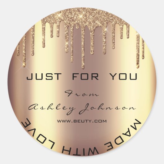 Sticker Rond Nom Beauté Salon Drives Gold Lashes Avec Amour (Devant)