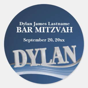 Sticker Rond Nom bleu acier Dylan