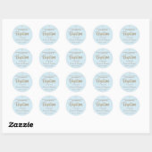 Sticker Rond Nom Blue Gold moderne Baby boy Baptême (Feuille)