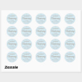 Sticker Rond Nom Blue Gold moderne Baby boy Christening (Feuille)