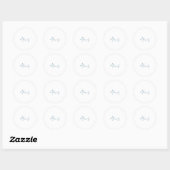 Sticker Rond Nom Calligraphie Script Plain Simple Blanc Bleu (Feuille)