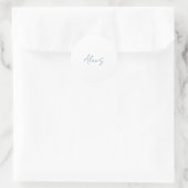 Sticker Rond Nom Calligraphie Script Plain Simple Blanc Bleu (Sac)