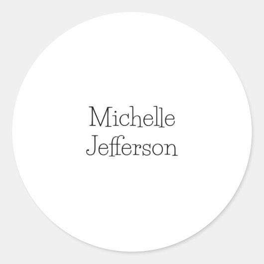 Sticker Rond Nom chic de script noir et blanc tendance (Devant)