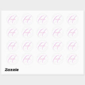 Sticker Rond Nom Chic Monogramme Lettre initiale Calligraphie (Feuille)