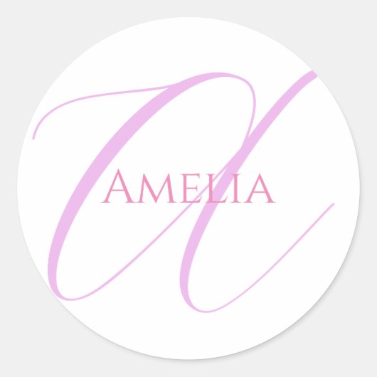 Sticker Rond Nom Chic Monogramme Lettre initiale Calligraphie (Devant)