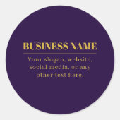 Sticker Rond Nom commercial ou salutation Dark Purple & Gold (Devant)
