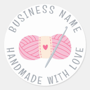 Sticker Rond Nom commercial personnalisé Crochet fait main