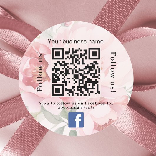 Sticker Rond Nom commercial rose floral qr code Facebook