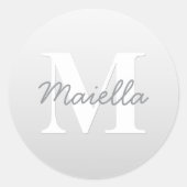 Sticker Rond Nom cursif ou autre texte avec monogramme | Dégrad (Devant)