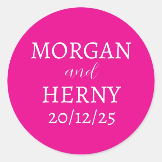 Sticker Rond Nom customisé Simple Moderne Élégant Mariage (Devant)