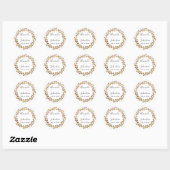 Sticker Rond Nom Date Rose Mariage de couronne d'or  (Feuille)