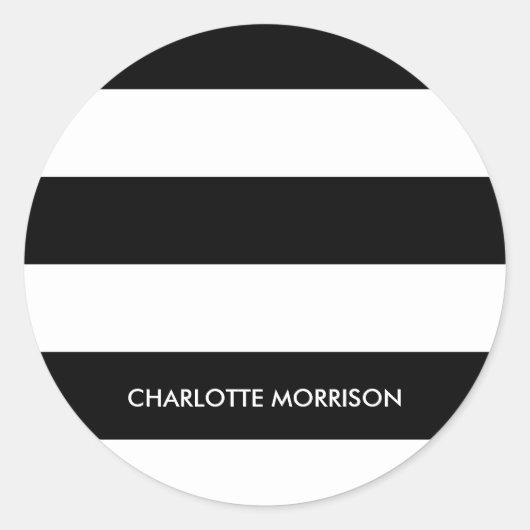 Sticker Rond Nom de bande moderne monogramme noir et blanc (Devant)