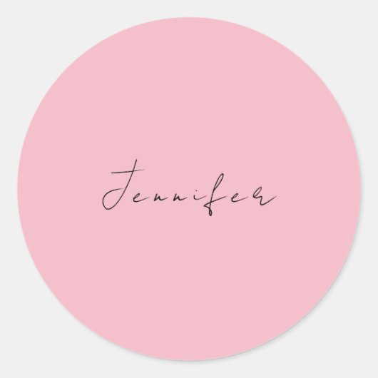 Sticker Rond Nom de calligraphie professionnel rose clair fémin (Devant)