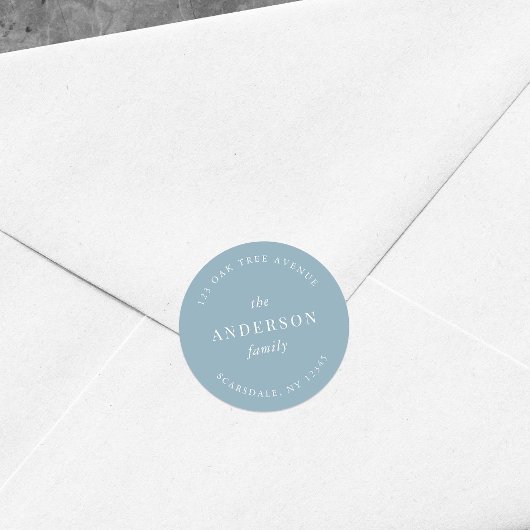 Sticker Rond Nom de famille de couleur modifiable Adresse de re