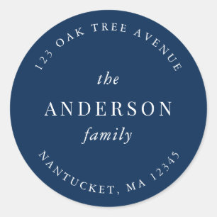 Sticker Rond Nom de famille de couleur modifiable Adresse de re