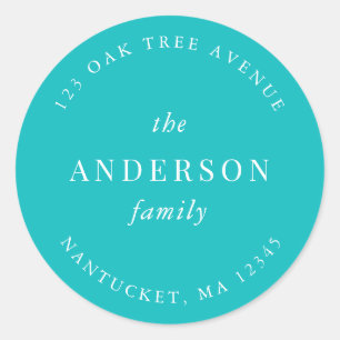 Sticker Rond Nom de famille de couleur modifiable Adresse de re