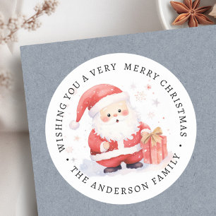 Sticker Rond Nom de famille de l'illustration d'aquarelle de Pè