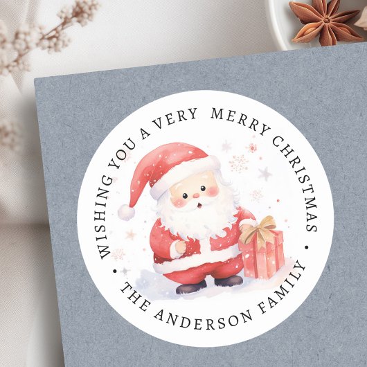 Sticker Rond Nom de famille de l'illustration d'aquarelle de Pè