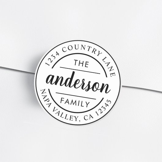 Sticker Rond Nom de famille de script personnalisé Adresse de r