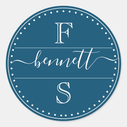 Sticker Rond Nom de famille du script premier et moyen (Devant)