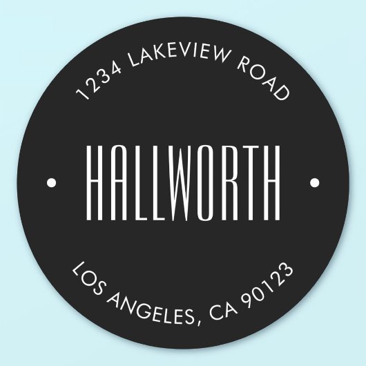 Sticker Rond Nom de famille élégant modifiable & texte circulai