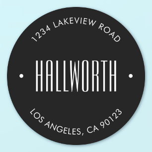 Sticker Rond Nom de famille et texte circulaire élégants et mod