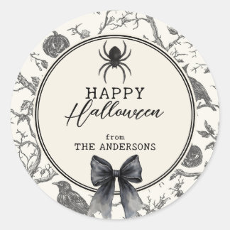 Sticker Rond Nom de famille gothique vintage Halloween