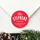 Sticker Rond Nom de famille mignonne adresse de retour de vacan