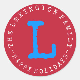 Sticker Rond Nom de famille personnalisé Happy Holidays Envelop