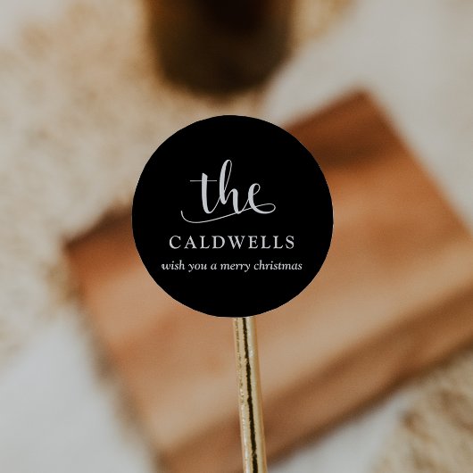 Sticker Rond Nom de famille traditionnel Calligraphie Cadeau de