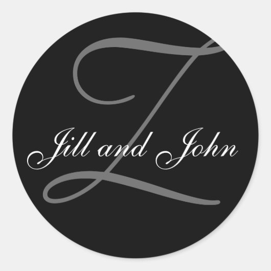 Sticker Rond Nom de famille Z initial plus l'autocollant noir (Devant)