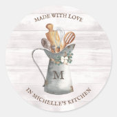 Sticker Rond Nom de Ferme Rustique (Devant)