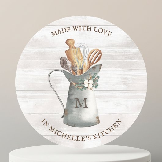 Sticker Rond Nom de Ferme Rustique