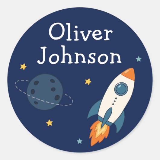Sticker Rond Nom de fusée spatiale personnalisé (Devant)