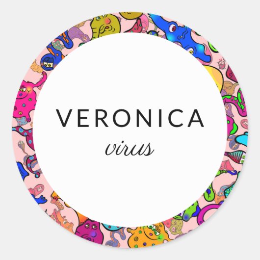 Sticker Rond Nom de la bactérie de dessin personnalisée (Devant)