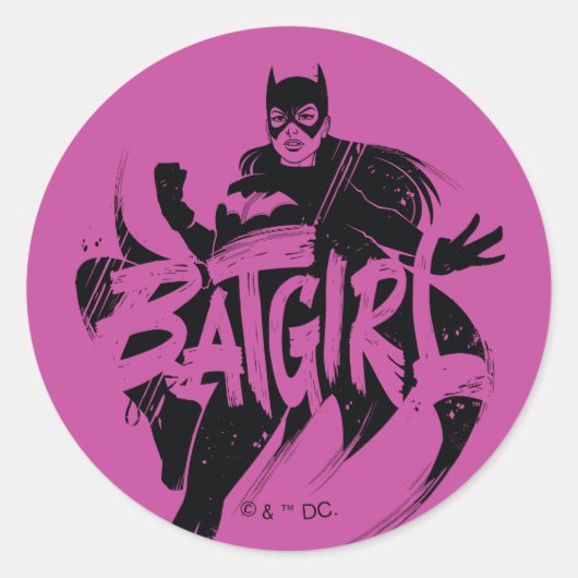 Sticker Rond Nom de la brosse d'encre Batgirl (Devant)