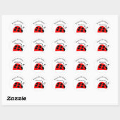 Sticker Rond Nom de la charte rouge noire Ladybug Anniversaire (Feuille)
