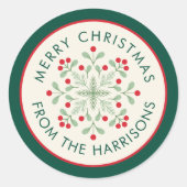 Sticker Rond Nom de la couronne de Noël de Joyeux scandinave (Devant)