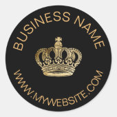 Sticker Rond Nom de la couronne d'or noir entreprise (Devant)