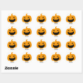Sticker Rond Nom de la face du citrouille de l'Halloween simple (Feuille)