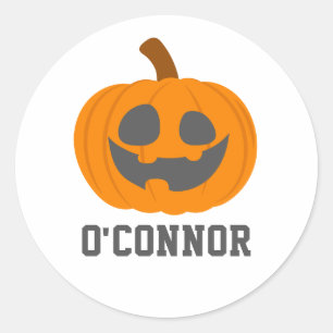 Sticker Rond Nom de la face du citrouille de l'Halloween simple