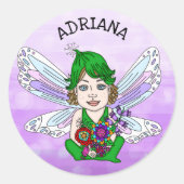 Sticker Rond Nom de la fée Whimsical personnalisée (Devant)