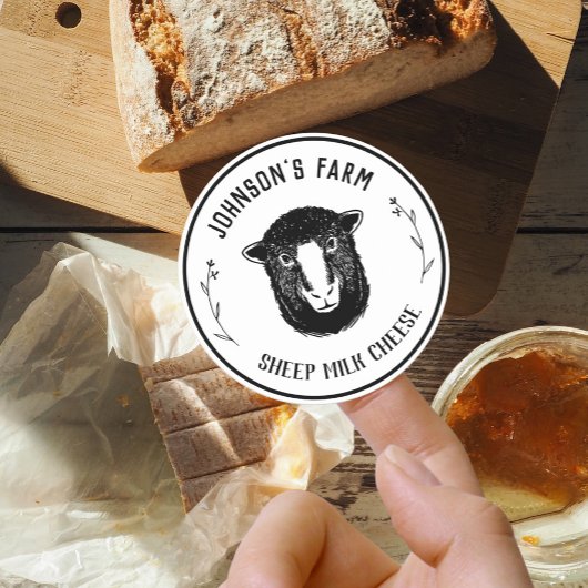 Sticker Rond Nom de la ferme | Wreath | Fromage au lait de mout