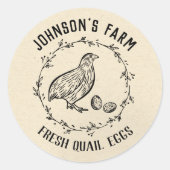 Sticker Rond Nom de la ferme | Wreath | Oeufs de caille | Vinta (Devant)