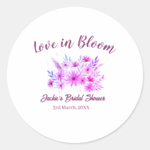Sticker Rond nom de la fête de mariage bohème rose rétro en fle