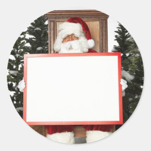 Sticker Rond Nom de la fête de vacances Balise Santa Claus