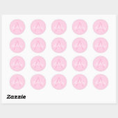 Sticker Rond Nom de la fille mignonne Monogrammed | Rose et bla (Feuille)